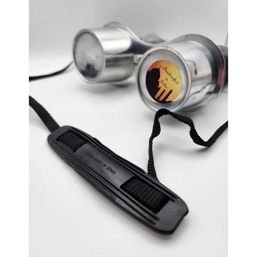 Vintage faux binoculars‎ home decor, black/ aluminum art Handcrafted in India